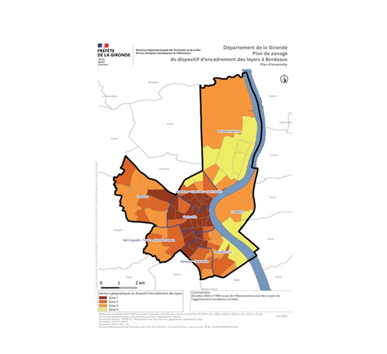 carte-zonage-encadrement-des-loyers juillet 2022